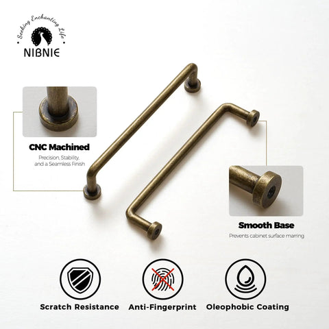 10 Pack 5 Inch Center To Center Antique Brass Kitchen Cabinet Pulls with CNC machined precision and smooth base