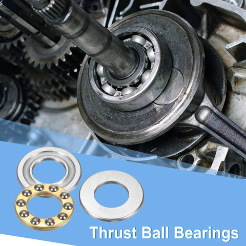 Thrust ball bearings set, 8 pcs F10-20M, chrome steel, 10x20x5.5 mm with washers, single direction