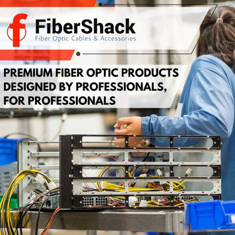 Fiber Optic Coupler Kit with 26 couplers for ST/LC/SC/APC cables, hard plastic snap-lock case; technician at a server rack.