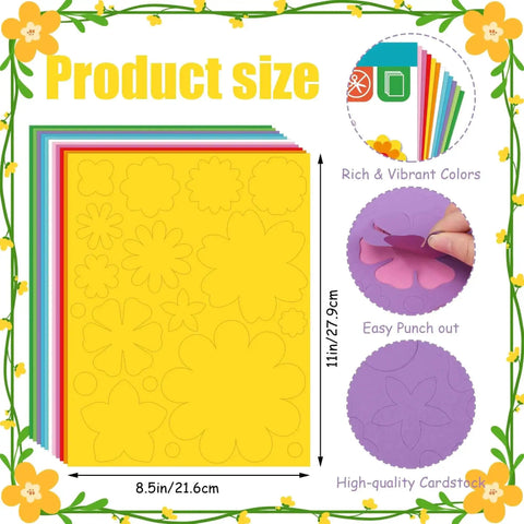 482 Piece DIY Flower Cutouts Set With Colorful 2 Sided Cardstock Flowers Die Cuts And Glue Points For Kids Spring Crafts