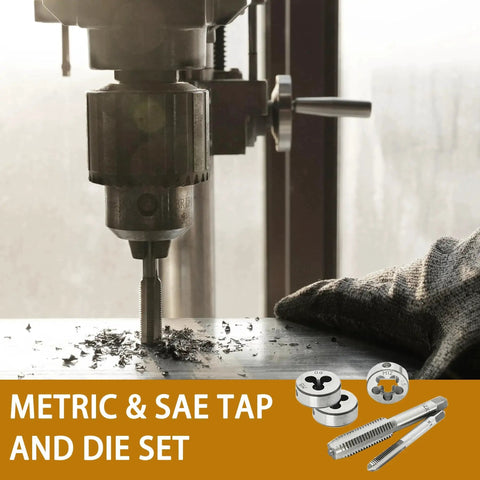 40 Piece Tap And Die Set For Metric Threads M3 To M12 With Coarse And Fine Types, Built From Durable GCr-15 Alloy Steel