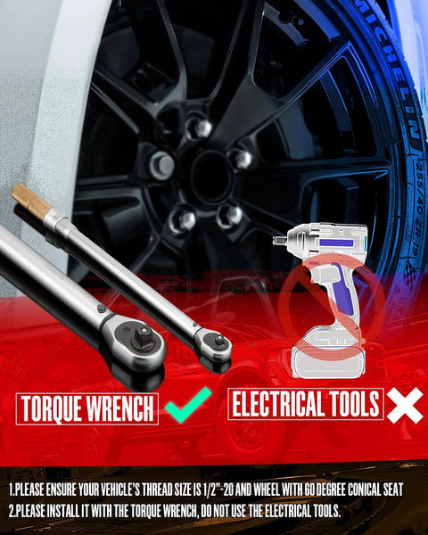 Image showing torque wrench next to a wheel, with 'Torque Wrench' highlighted and 'Electrical Tools' crossed out.