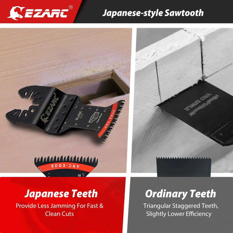 Japanese Tooth Oscillating Saw Blades Five Pack Arc Edge For Clean Cuts In Wood And Plastic CurvedTec Design Reducing Vibration