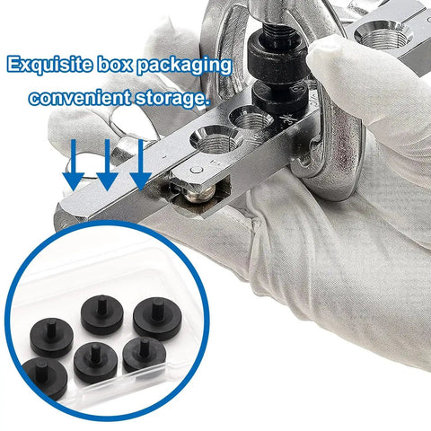 Brake Line Double Flare Adapters Set 3/16 And 1/4 Inch With Flare Dies in use, showing tool and box packaging for storage