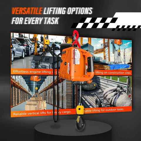3 In 1 Electric Hoist Winch With Wireless And Wired Remote 1500W 120V Crane 25ft Lift Overload Protection showcased with uses