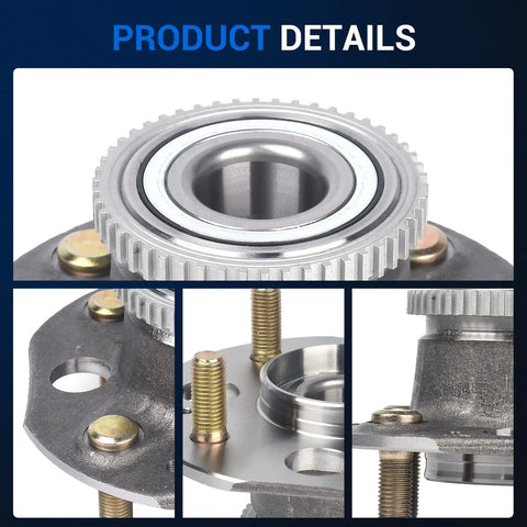Close-up views of Rear Wheel Hub And Bearing Assembly 512178 for Honda Accord 1998-2002 with ABS, four lug flange, bolt circle.