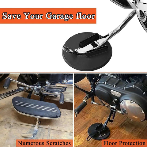 Jiffy Stand Coasters Kickstand Pad for Harley All Motorcycles with side stand, protects garage floor, black, pack of 2.