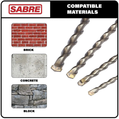 Go To Heavy Duty 4 Piece 12 Inch SDS Plus Drill Bit Set With Carbide Tipped Masonry Bits for Brick Stone Concrete Hammer Drills