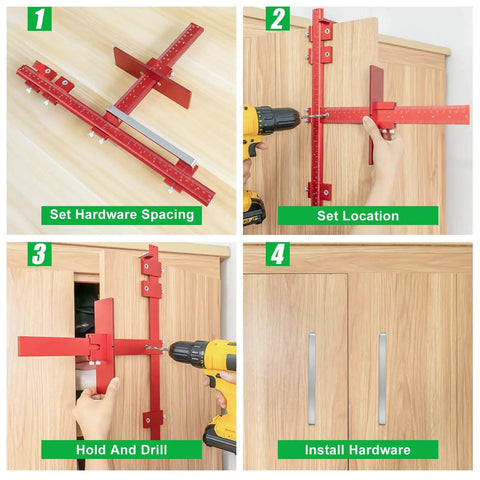 Built Tough Aluminum Cabinet Handle Jig For Precise Drawer Pull Installations With 50 Percent Thicker Frame in use on cabinets