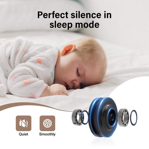 Baby sleeping peacefully next to a carbon steel roller, showcasing quiet feature of 8 Foot Single Track Bypass Sliding Barn Door Hardware Kit.
