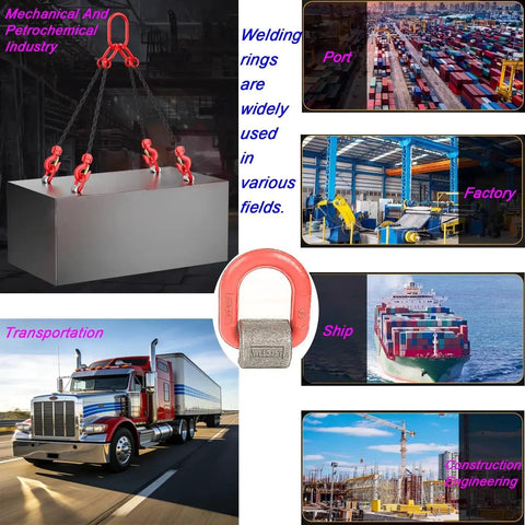 3.15 Ton Heavy Duty Welded Lifting Ring G80 Forged Alloy Steel D Ring Attachment in various industrial applications