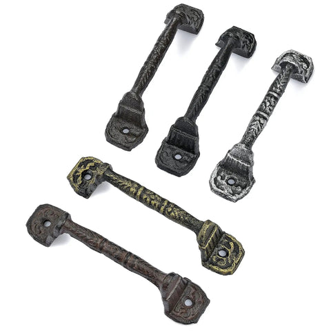Sliding Barn Door Handles Set Of 4 In Dark Brown Cast Iron With Vintage Rustic Finish various colors