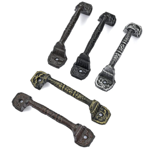4 Pack 5.51 Inch Cast Iron Sliding Barn Door Handles Black Vintage Gate Pulls For Outdoor Garage Closet Interior And Drawer Antique Long