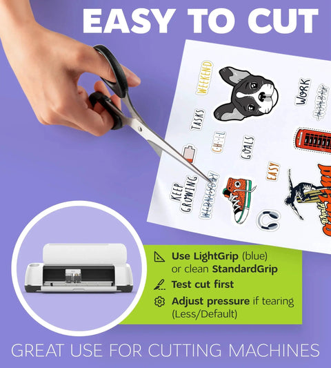 Hand cutting Premium Printable Vinyl Sticker Paper For Inkjet And Laser Printers White Glossy Waterproof 8.5 By 11 sheet