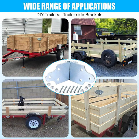 Heavy Duty Trailer Side Rail Corner Connectors for Wood Sides on trailers, galvanized steel, easy install, no cutting required.