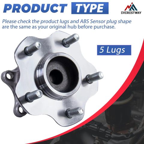 Rear Wheel Hub Bearing Assembly With Encoder For FWD Nissan Altima 2007 To 2018 Pathfinder 2013 To 2019 Maxima 2009 To 2019 Murano 2015 To 2016 Infiniti JX35 FWD ABS Compatible 5 Lug Drop In Replacement