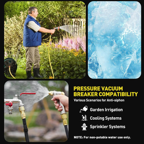 1-inch pressure vacuum breaker assembly with brass backflow valve and metal cover for irrigation systems, 400 PSI max.