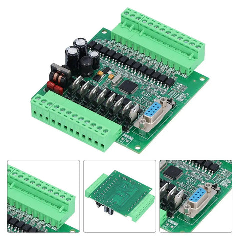 DC 12V Programmable Logic Controller With 2N20MT Industrial Control Board Module And Shell High Speed Pulse Output, green PCB