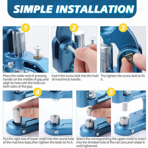 Step-by-step guide to setting up Heavy Duty Eyelet Grommet Tool Kit with 3 Dies and 3000 Grommets.