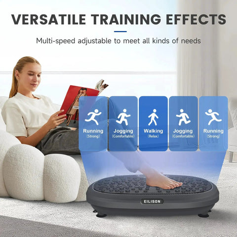 Person using FitMaxx 3D XL Vibration Plate Exercise Machine for a full body workout with acupressure surface and loop bands