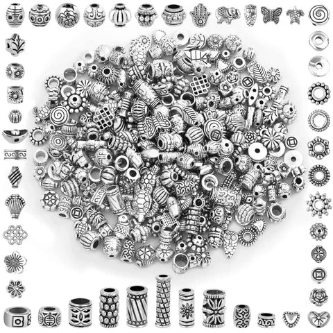 350 Pcs Silver Spacer Beads For Jewelry Making Bulk Mixed Styles Metal Beads For Bracelets Necklaces And Earrings