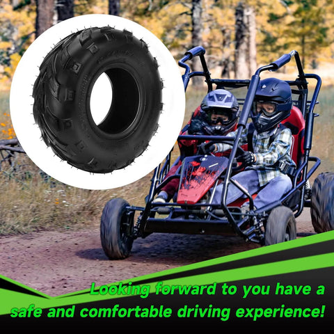 145/70-6 Tubeless Tire For Mini Bikes And ATVs, Wide Fit For Coleman CT100U, with go-kart in wooded area