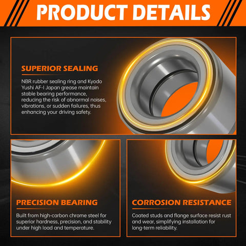 Front Wheel Bearing For Toyota 4Runner Sequoia Tacoma Tundra 1995 To 2004 And 1996 To 2002 Front Left Or Right Replacement Part 517011