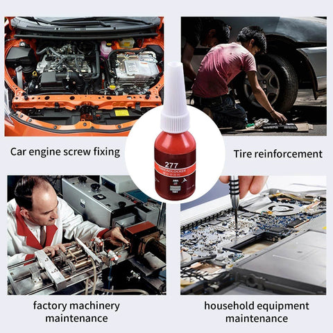 Red Thread Locker Gel For All Fasteners And Nuts, Ultra Strong Anaerobic Adhesive That Prevents Loosening From Vibration, Stops Rust, 10ml High Strength Thread Glue For Home, Auto And Industrial Use