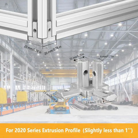 Eight Set Silver Tri Corner Bracket Kit With Three Way End Connectors And 32 M4 Screws Plus Hex Wrench For 2020 Profiles