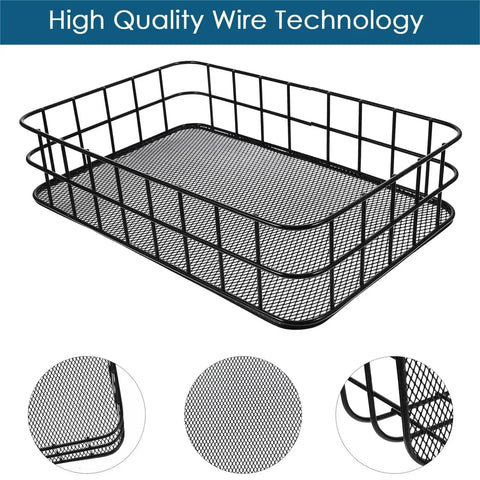Black Metal Wire Cabinet Organizer And Storage Rack With Iron Grid Mesh Basket, space-saving design, durable rustproof steel.