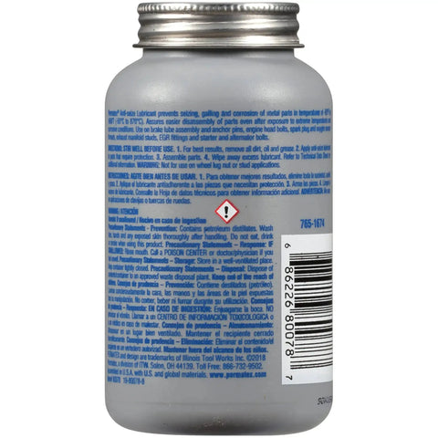 Back view of Anti-Seize Lubricant With Brush Top For No-Fuss Install And Easy Take-Down Of Metal Parts Preventing Galling