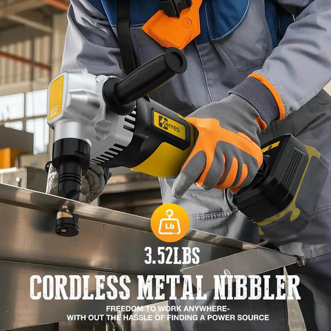 Person using Beast Of A Cordless Metal Nibbler With Brushless Motor For 20V Max Battery 16 Gauge Metal Cutting Stainless Steel