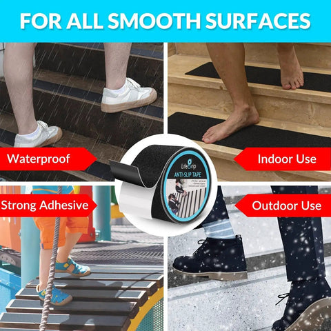 Anti Slip Traction Tape 4 Inch By 38 Foot For Indoor Outdoor Stairs Grip applied on stairs and surfaces for safety