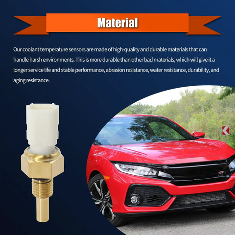 HiSport 37870-RTA-005 engine coolant temperature sensor with brass threaded body and white connector.