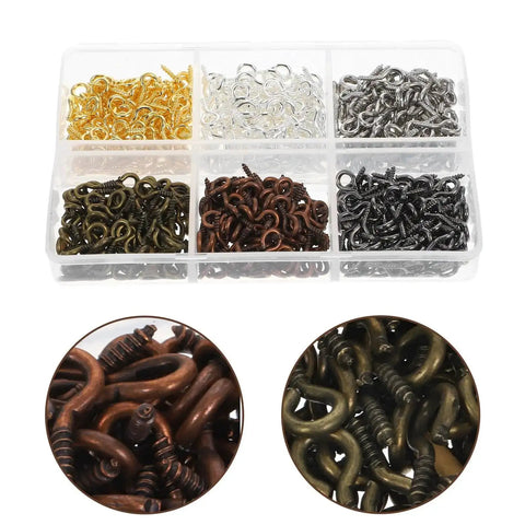 Colorful Mix Screw Eye Pins Kit Handy For Jewelry Making And DIY Crafts With Self Tapping Eyelets And Threaded Hooks Miniature Eye Pins For Art Projects And Fabric Fastening