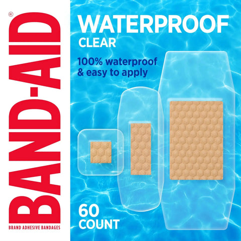 Clear Waterproof Adhesive Bandages For Minor Wounds With Cushioned Quilt Aid Pad Sterile First Aid Strips Assorted Sizes 60 Count