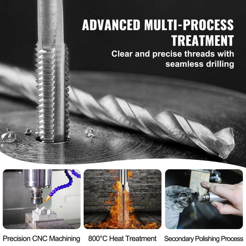 116 Piece Tap And Die Set For Metric And SAE Threads With Hardened Bearing Steel Taps And Dies, multi-process treatment illustration
