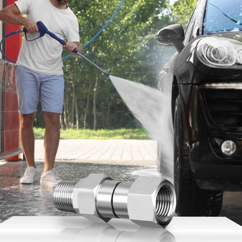 M MINGLE 3/8 NPT pressure washer swivel fittings, male to female adapter, silver metal, 2 pcs