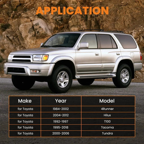 Toyota SUV compatibility chart for Rear Axle Bearing Puller With 40mm Bearing Driver And ABS Tone Ring Tool for Toyota Tundra Hilux Tacoma 4Runner