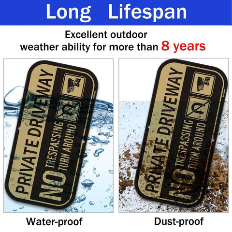 Private Driveway No Parking No Turn Around Sign Aluminum Reflective Weatherproof Outdoor 12x6 Inches Two Pack UV Protected