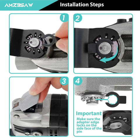Step-by-step installation of Titanium Oscillating Saw Blades 16 Piece Kit For Multitool Metal Wood Plastic Cutting