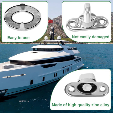 Marine Grade Twist Lock Fasteners Set for Boats Mxxipp 15 Piece Kit with zinc alloy turn button and yacht in background