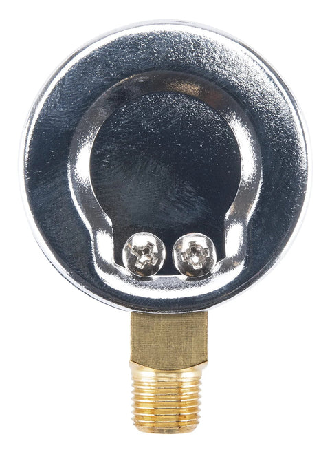 Performance Tool W10055 air gauge for air tank, chrome round gauge with brass threaded connector