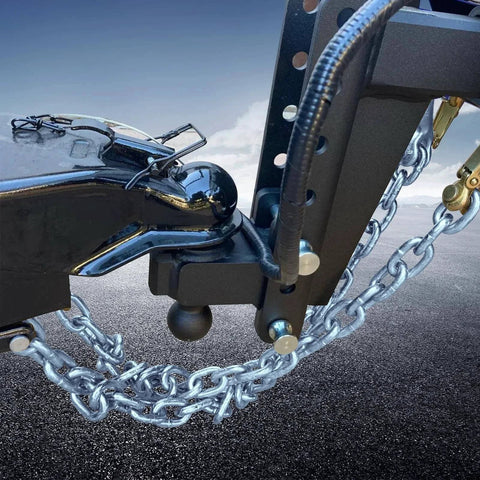 3/16 X 48 Inch Grade 30 Steel Trailer Safety Chain With Clevis Grab Hooks On Each End 3500 Lb WLL 2 Pack Universal Fit connected to hitch