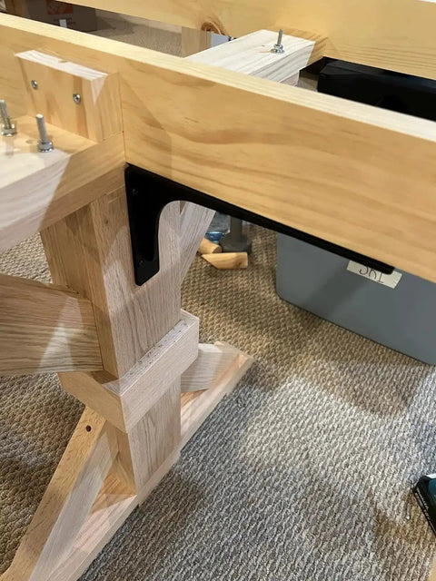 Heavy Duty 10x6 Inch Shelf Brackets Set Of 4 Sturdy L Shaped Metal Supports installed under wooden countertop
