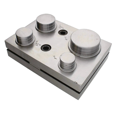 Pro Grade Circle Disc Cutter Set With Four Punches And Die For Cutting Clean Circles From Soft Metal Up To 14 Gauge on white background