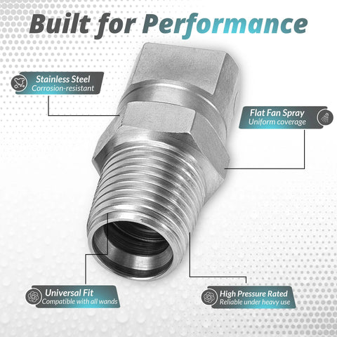 Flat Fan Spray Tip 11001, 1/8 in male thread, 304 stainless steel nozzle for carpet cleaning wands