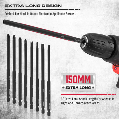 Extra Long Security Bit Set 32-Piece S2 Steel Screwdriver Drill Bits For Tamper-Proof Screws Torx PoziDriv Spanner Tri-Wing