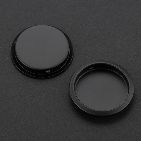Two Pack Round Pocket Door Pulls For Closet Doors Two And One Eighth Inch Black Finger Pulls With Easy Snap In Installation No Nails Needed