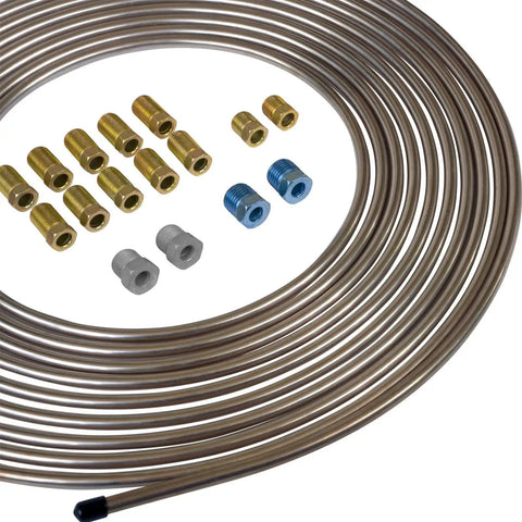4LIFETIMELINES brake line kit: 25 ft copper-nickel tubing with 16 SAE fittings